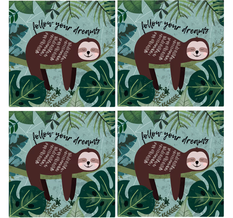 Bases para copos com citação inspiradora de bicho-preguiça - TenStickers