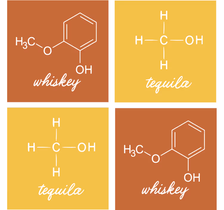 Bases para copos frase estruturas químicas de bebidas - TenStickers