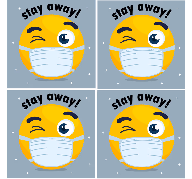 Bases para copos emoji piscando com máscara - TenStickers
