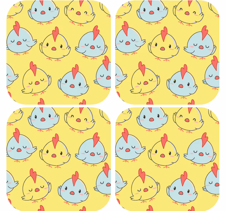 base para copos de padrão de pintinho amarelo - TenStickers