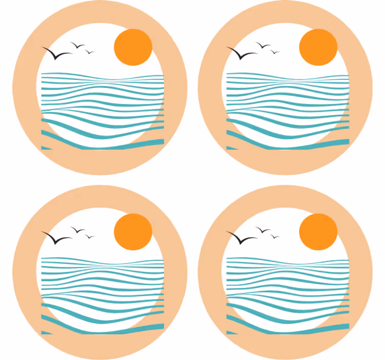 Bases para copos modernas padrão onda pôr do sol - TenStickers