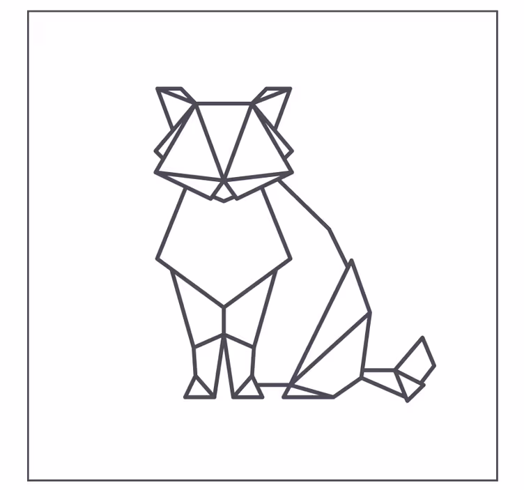 Bases para copos com figura de gato geométrico - TenStickers