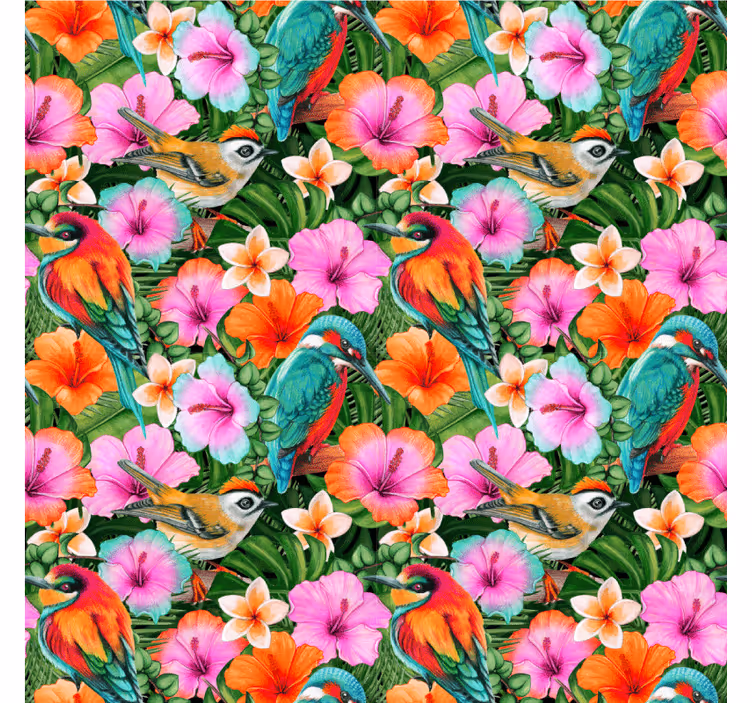 Bases para copos modernas com flores de pássaros tropicais - TenStickers