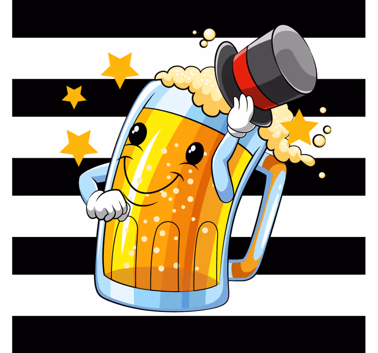 Bases para copos cerveja mascote alegre de caneca - TenStickers