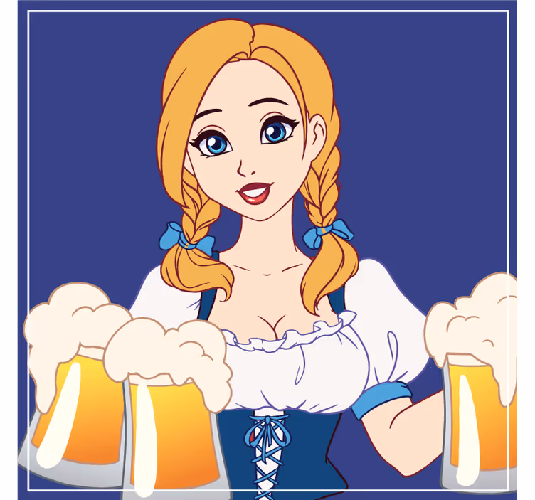 Bases para copos cerveja ilustração de bartender alegre - TenStickers