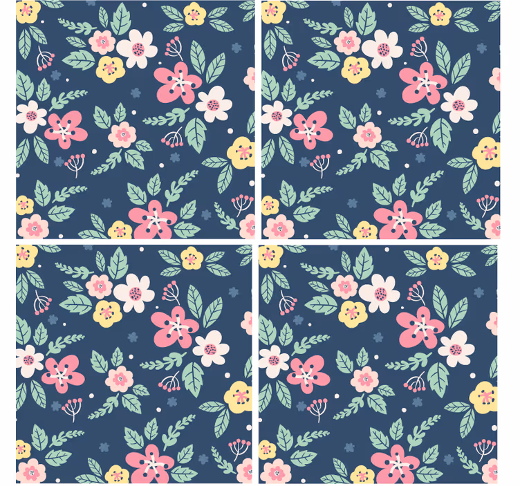Bases para copos modernas com design floral - TenStickers