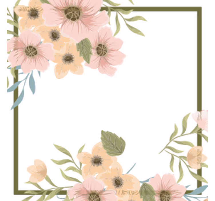 Bases para copos modernas com moldura floral - TenStickers