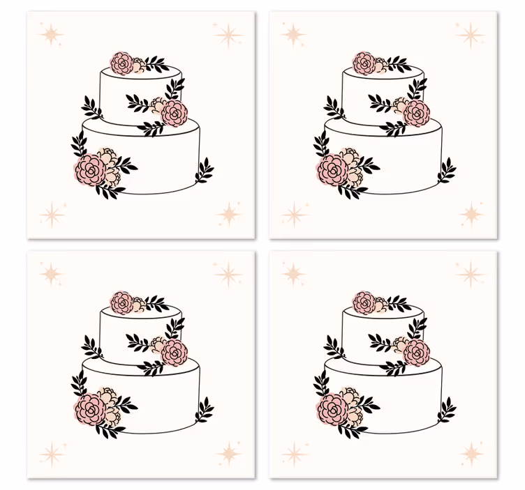 Bases para copos de casamentos Bolo florido - TenStickers
