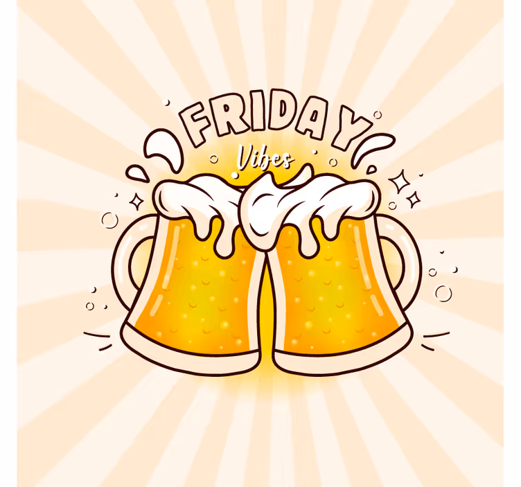 Bases para copos cerveja brindando à diversão de sexta-feira - TenStickers