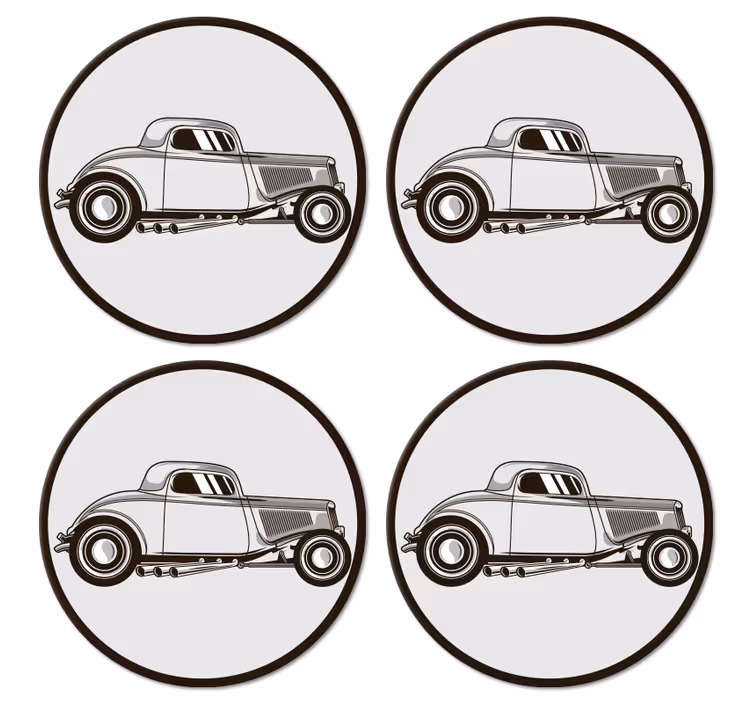 Bases para copos silhueta de carro clássico - TenStickers