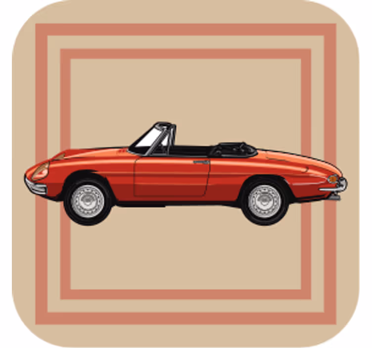 Bases para copos vintage ilustração de conversível vintage - TenStickers