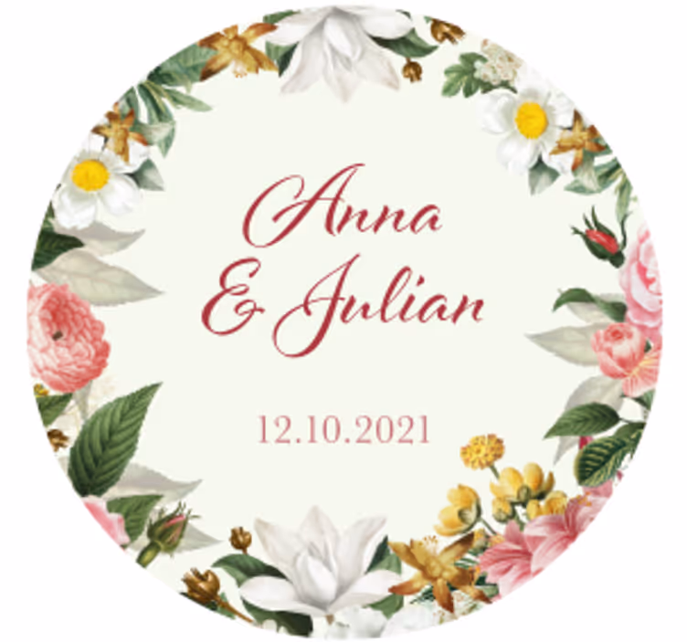 Bases para copos casamentos florais personalizados - TenStickers