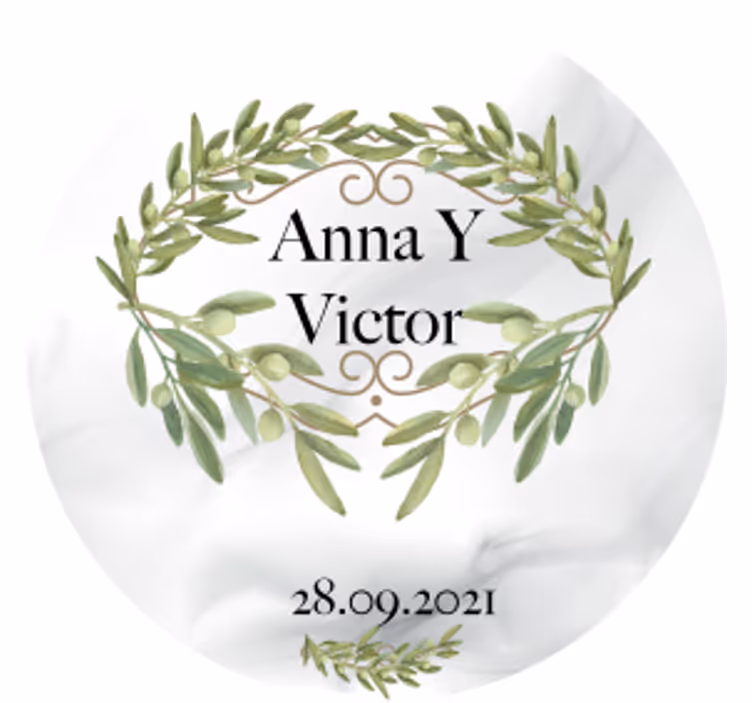 Bases para copos casamentos com emblema de coroa de oliveira - TenStickers