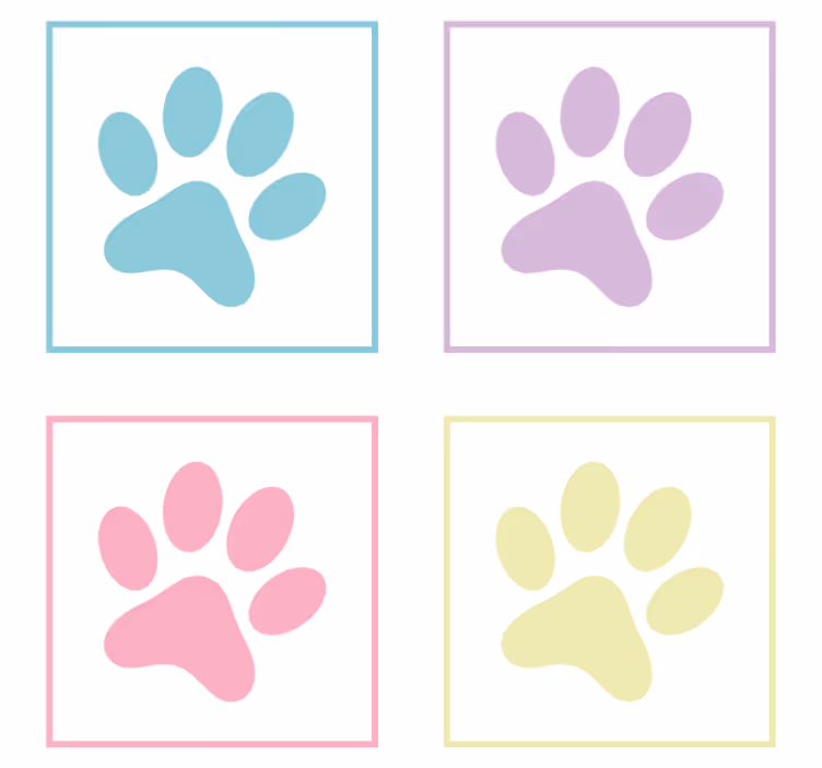 Bases para copos modernas impressões de patas coloridas - TenStickers