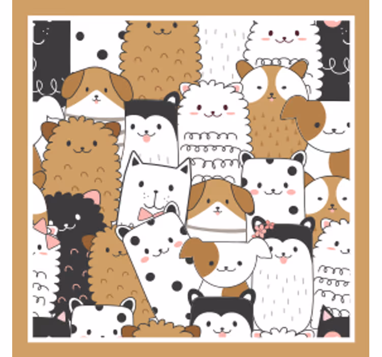 Bases para copos com padrão de rostos de animais fofos - TenStickers