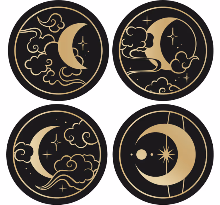 Bases para copos padrões celestiais de lua - TenStickers