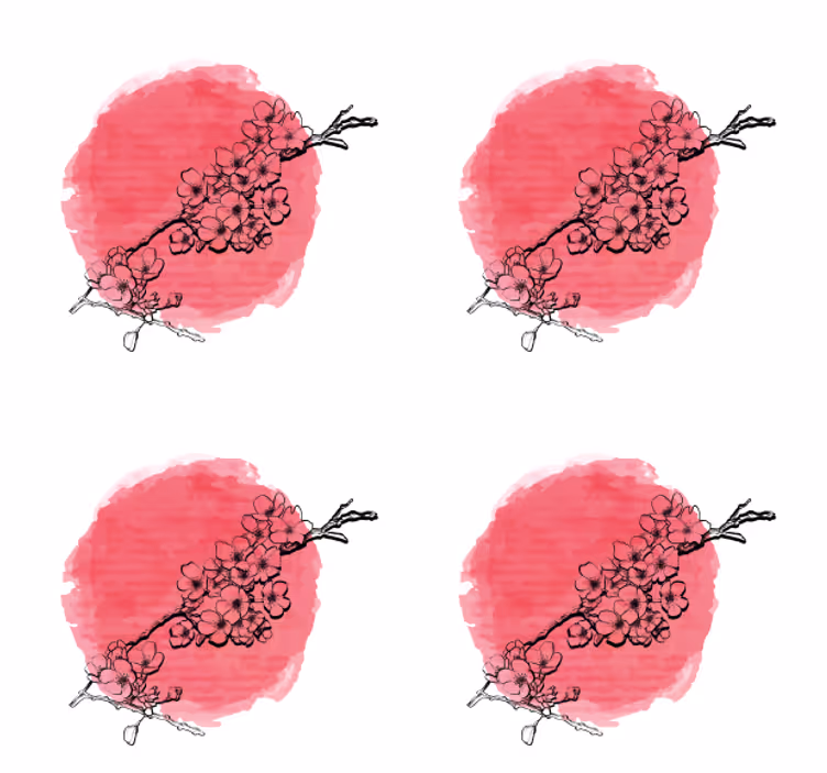 Bases para copos contorno floral em rosa - TenStickers