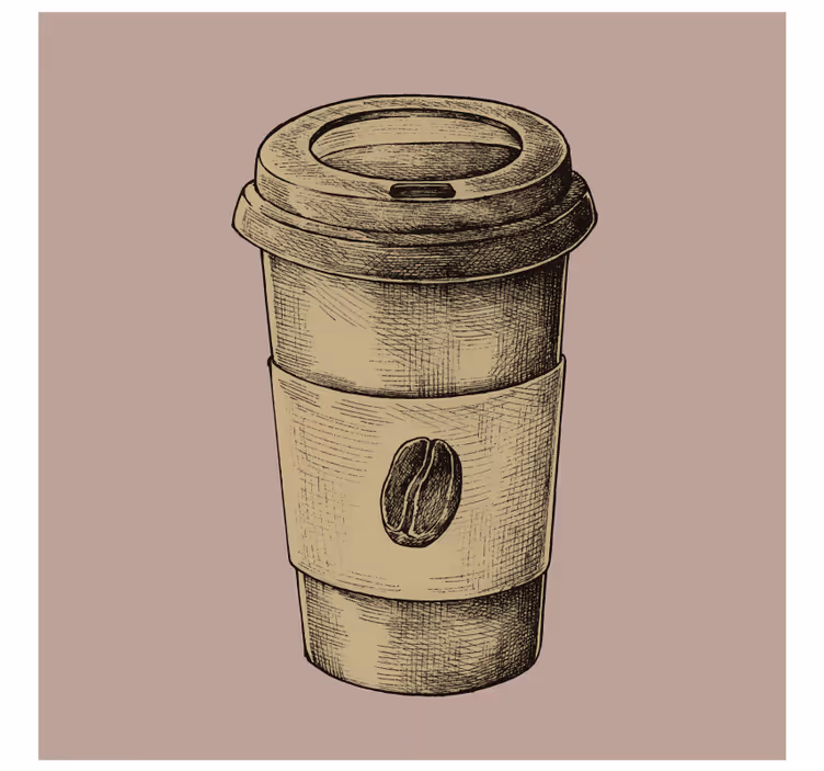 Bases para copos vintage caneca de café ilustrada - TenStickers