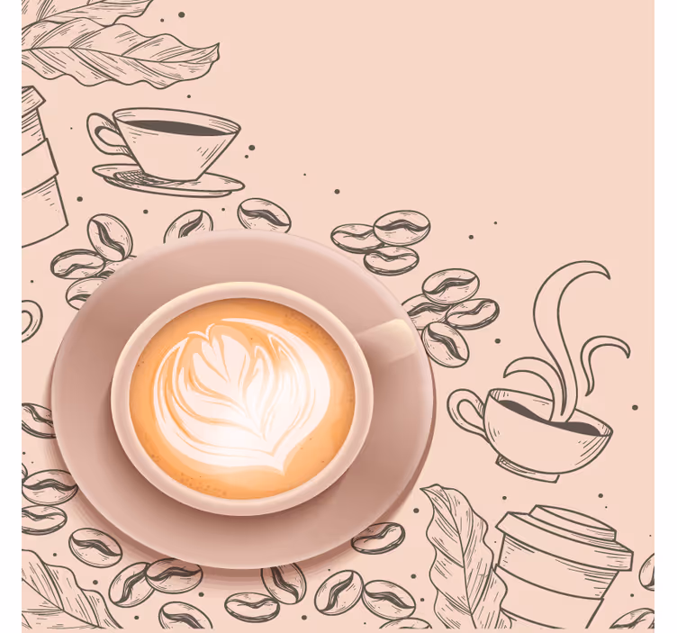 Bases para copos modernas arte elegante para xícaras de café - TenStickers