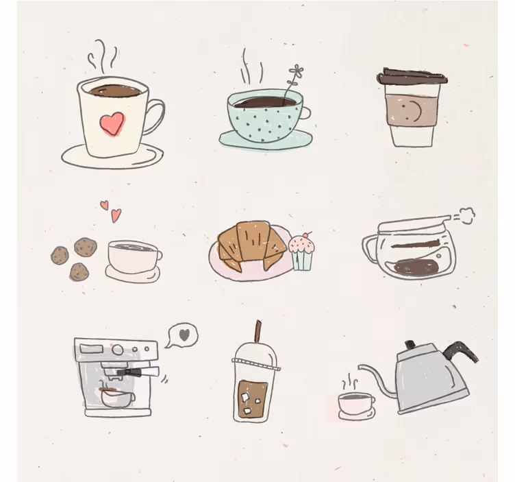 Bases para copos modernas colagem de ilustrações de bebidas - TenStickers