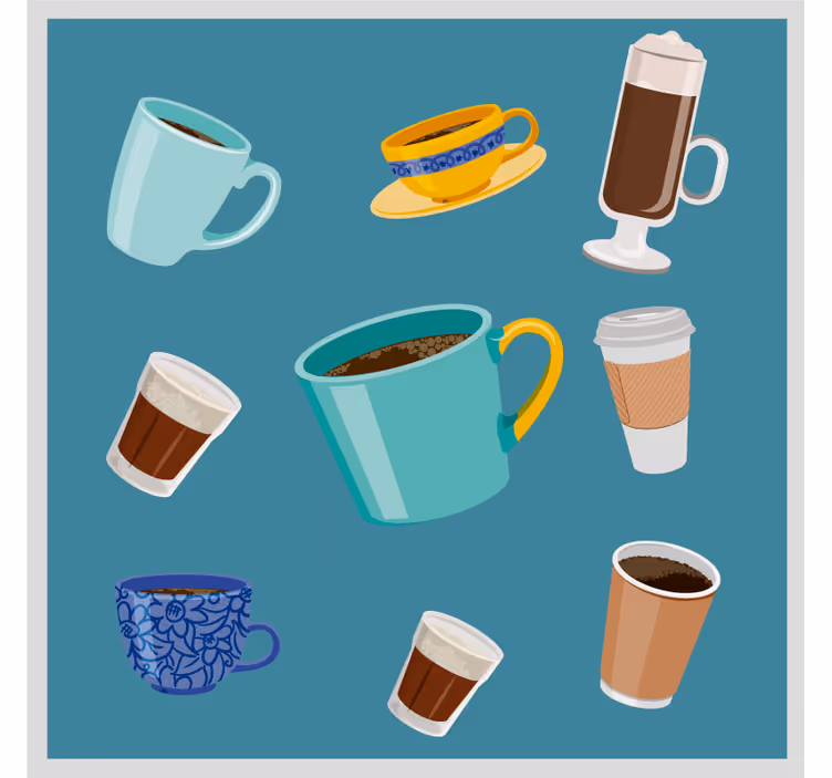 Bases para copos modernas variedade de canecas de café - TenStickers