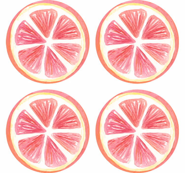 Bases para copos fatias de cítricos rosados contornadas - TenStickers
