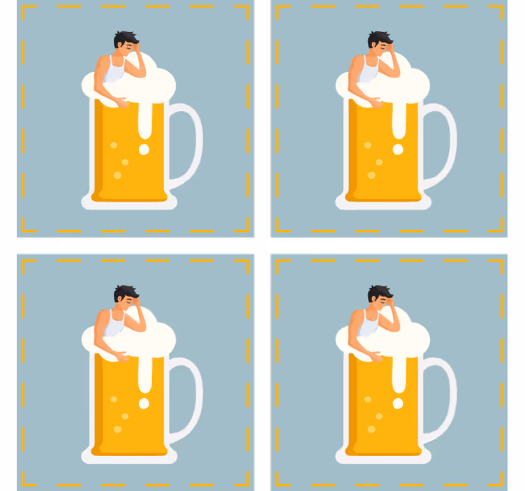 Bases para copos cerveja ilustração de caneca relaxante - TenStickers