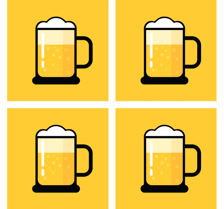 Bases para copos cerveja ilustração de caneca amarela - TenStickers