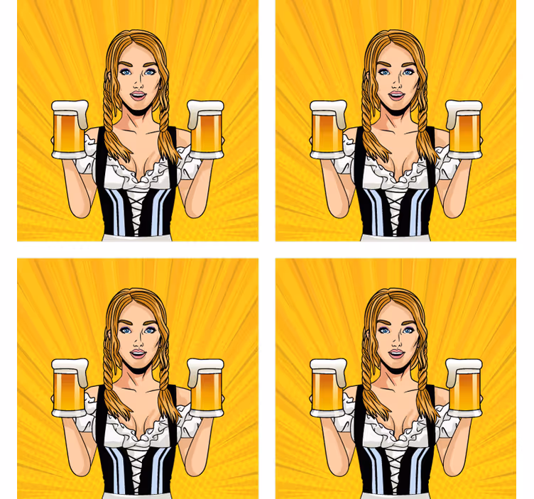 Bases para copos cerveja mulher alegre com cervejas - TenStickers