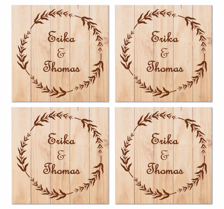 Bases para copos de casamentos Ramo de oliveira de madeira - TenStickers