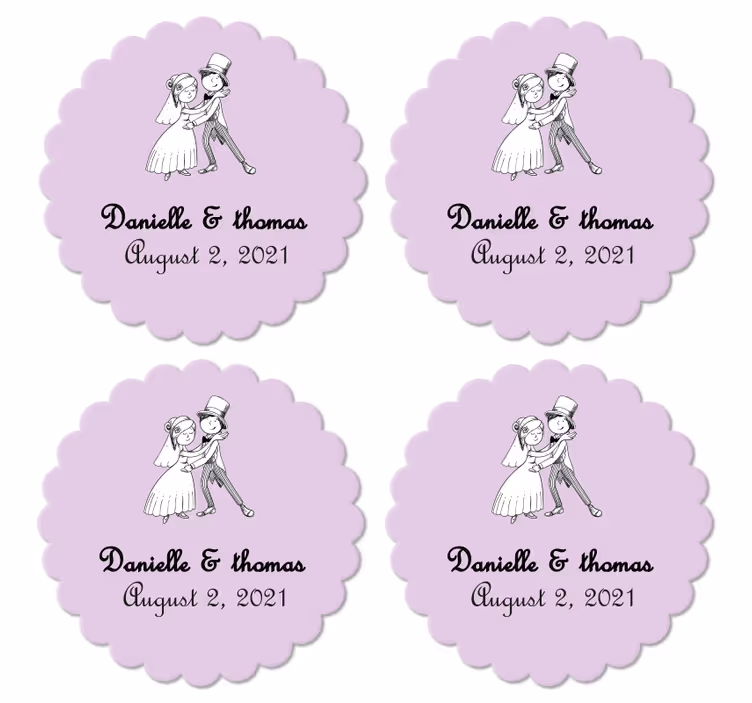 Bases para copos de casamentos Noivo beijando com corações voando - TenStickers