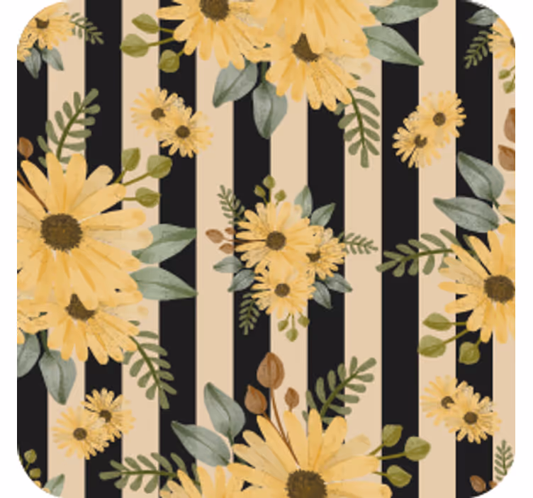 Bases para copos com padrão listrado floral - TenStickers