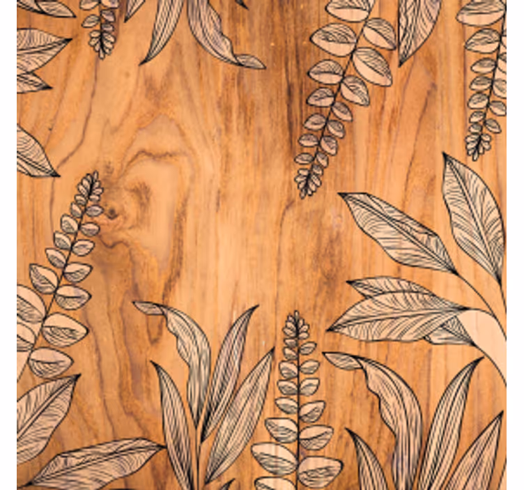 Bases para copos em madeira natural com contorno floral - TenStickers