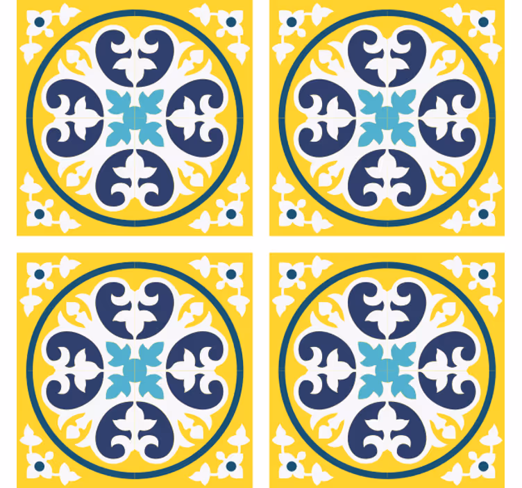 Bases para copos azulejos padrão floral cerâmico - TenStickers