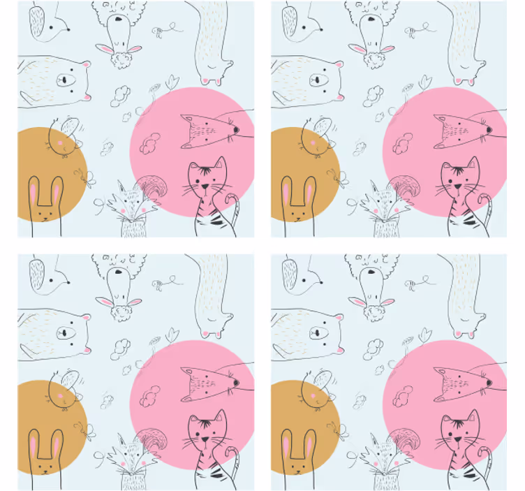 Bases para copos com ilustrações de animais divertidos - TenStickers