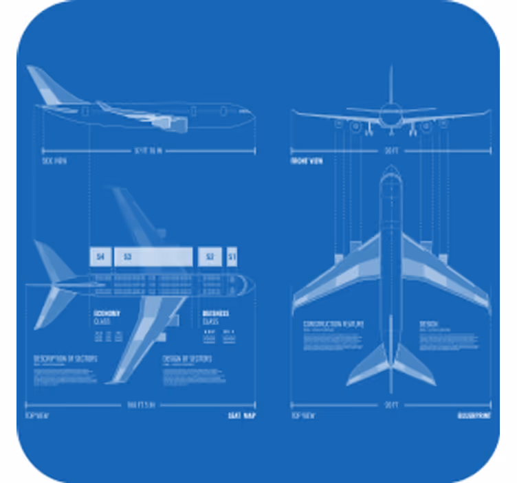 Bases para copos com design de planta de avião - TenStickers