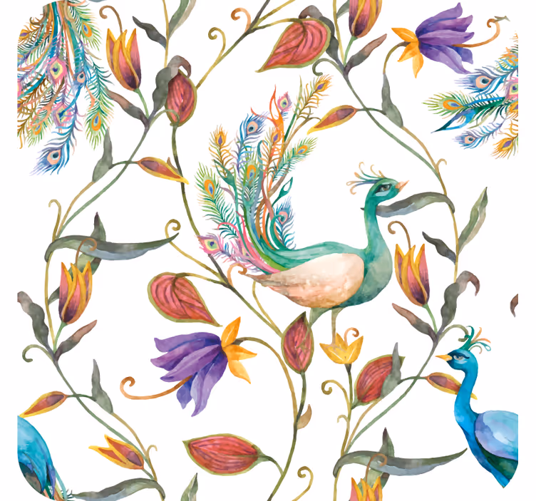 Bases para copos com padrão floral de pavão - TenStickers