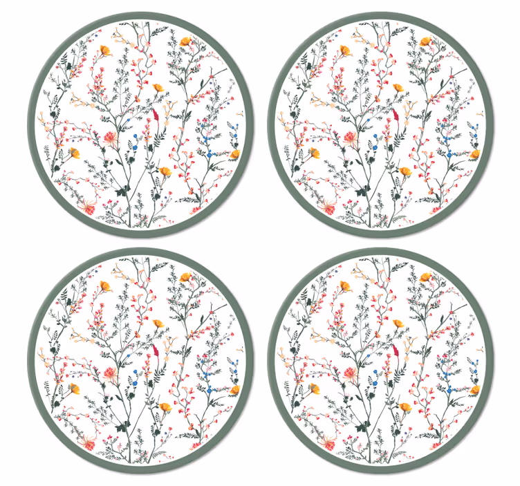 Bases para copos modernas Flores de jardim minimalistas finas - TenStickers