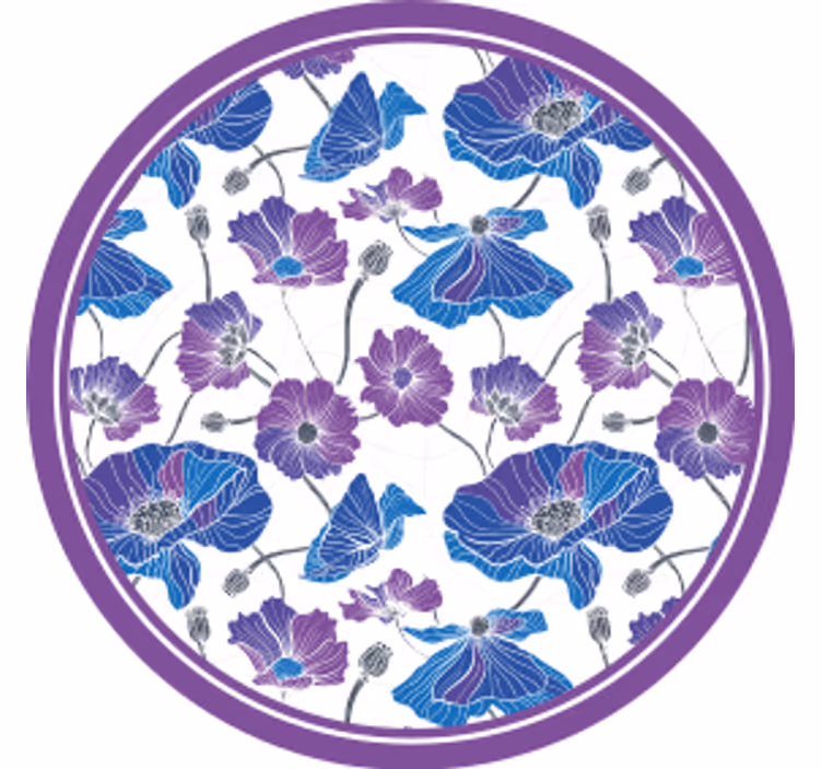 Bases para copos modernas com padrão floral em roxo - TenStickers