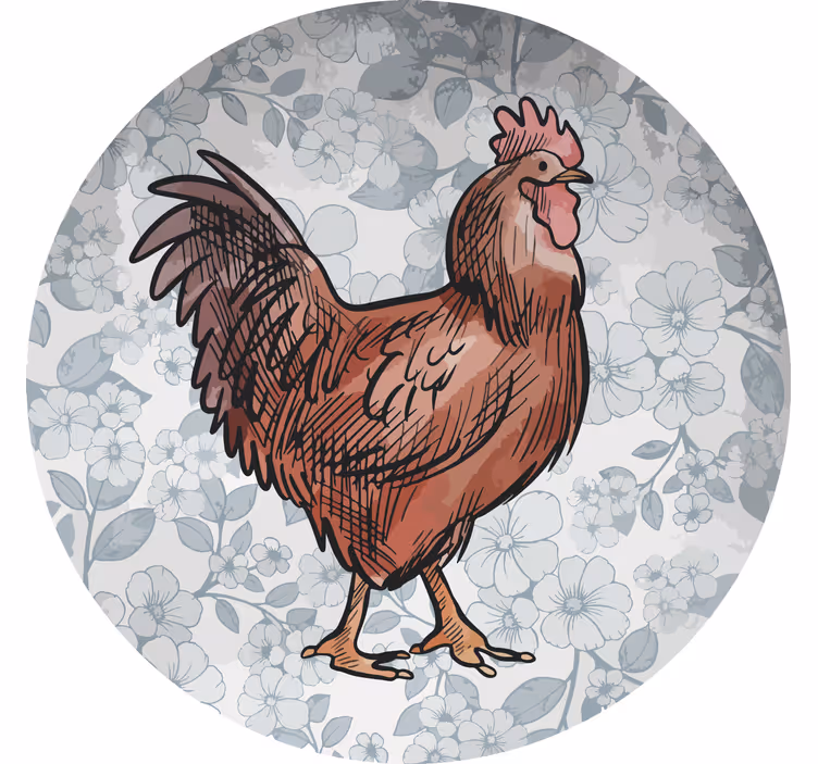 Bases para copos modernas ilustração de galinha floral - TenStickers