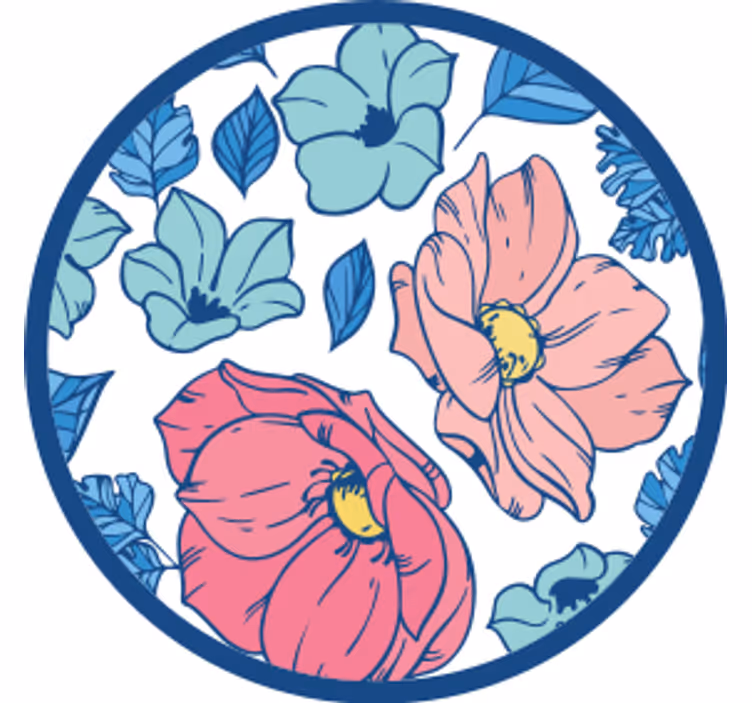 Bases para copos modernas padrão floral circular - TenStickers