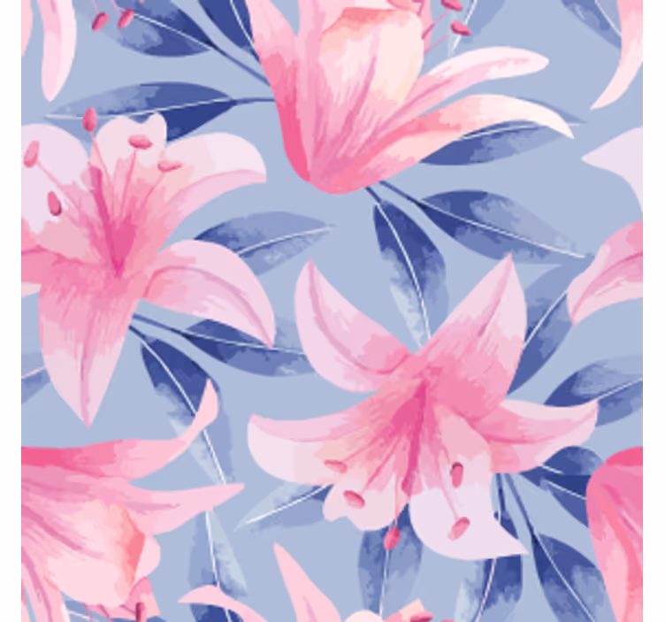 Bases para copos com padrão floral de lírios rosas - TenStickers