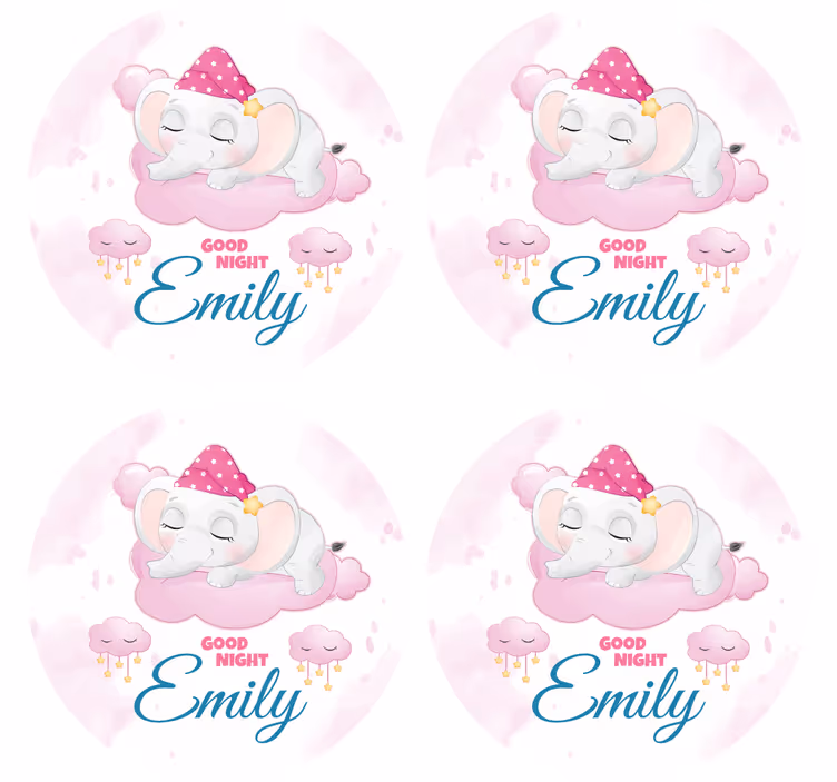 Bases para copos personalizáveis elefante sonolento - TenStickers
