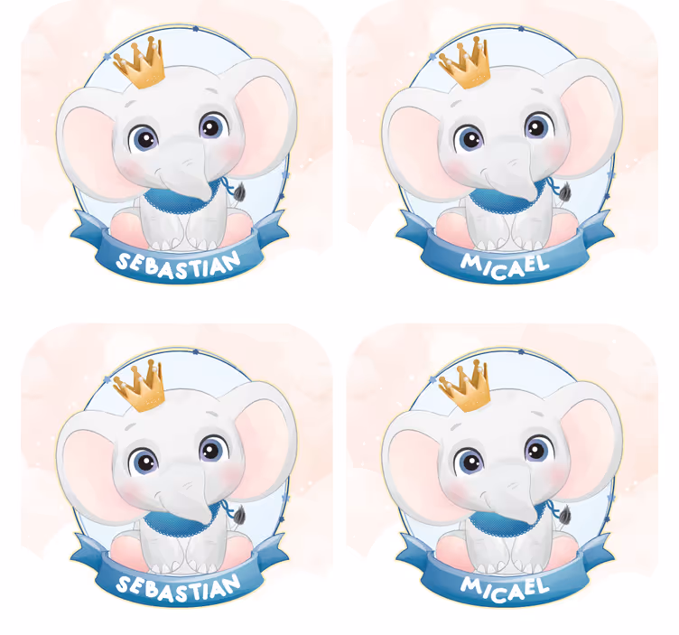 Bases para copos personalizáveis retratos de elefantes - TenStickers