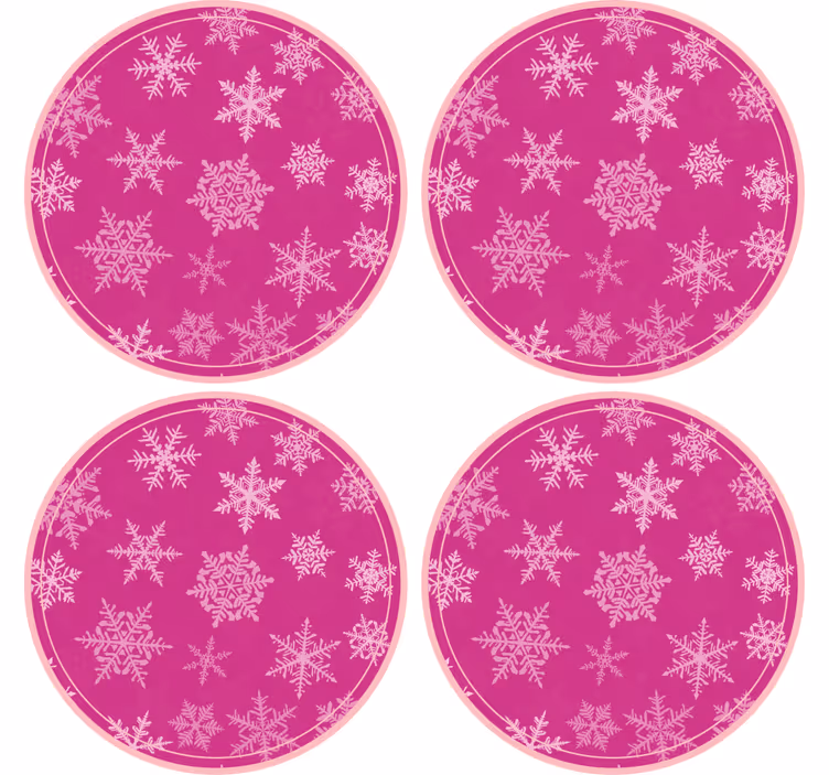 Bases para copos de natal Padrão de flocos de neve rosa - TenStickers