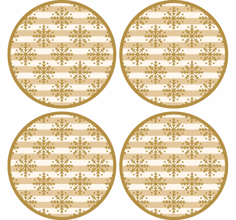 Bases para copos de natal com padrão de flocos e listras - TenStickers