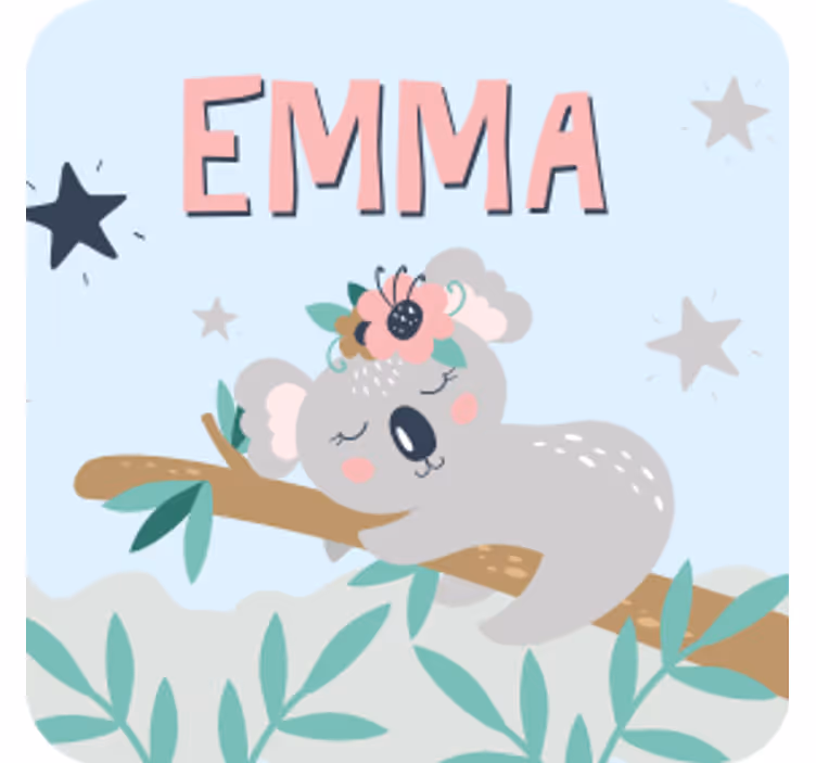 Bases para copos personalizáveis ilustração de coala fofa - TenStickers
