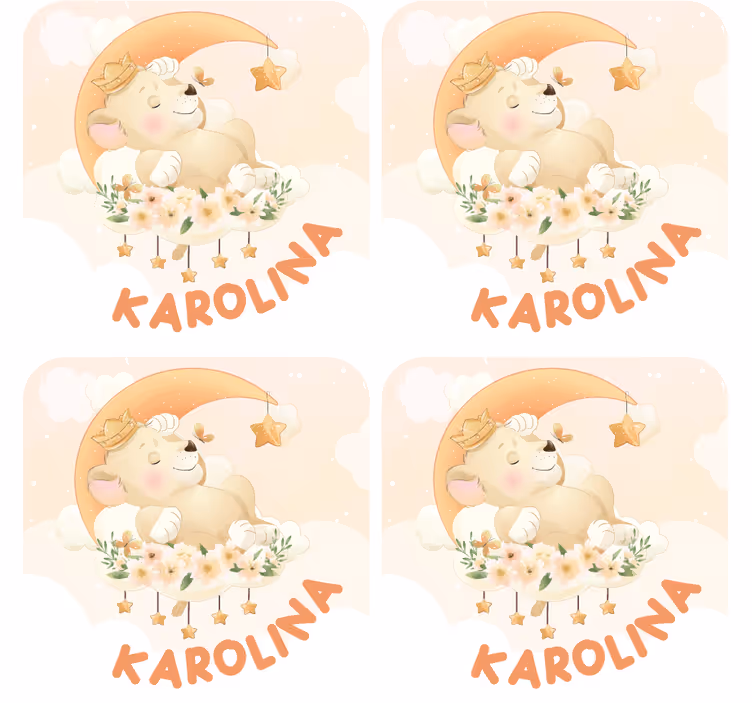 Bases para copos personalizáveis urso dormindo com estrelas - TenStickers