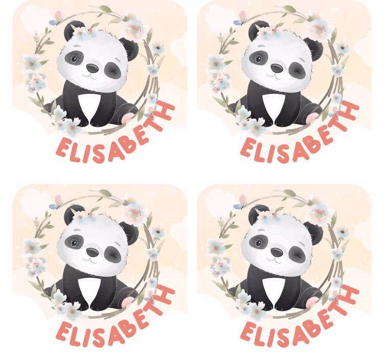 Bases para copos personalizáveis panda com acentos florais - TenStickers