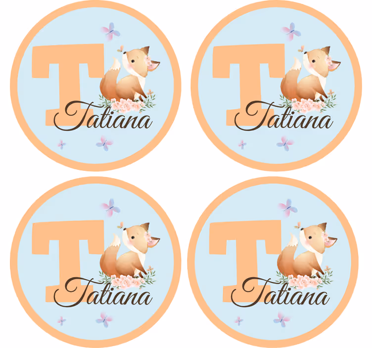 Bases para copos personalizáveis design de raposa lúdica - TenStickers